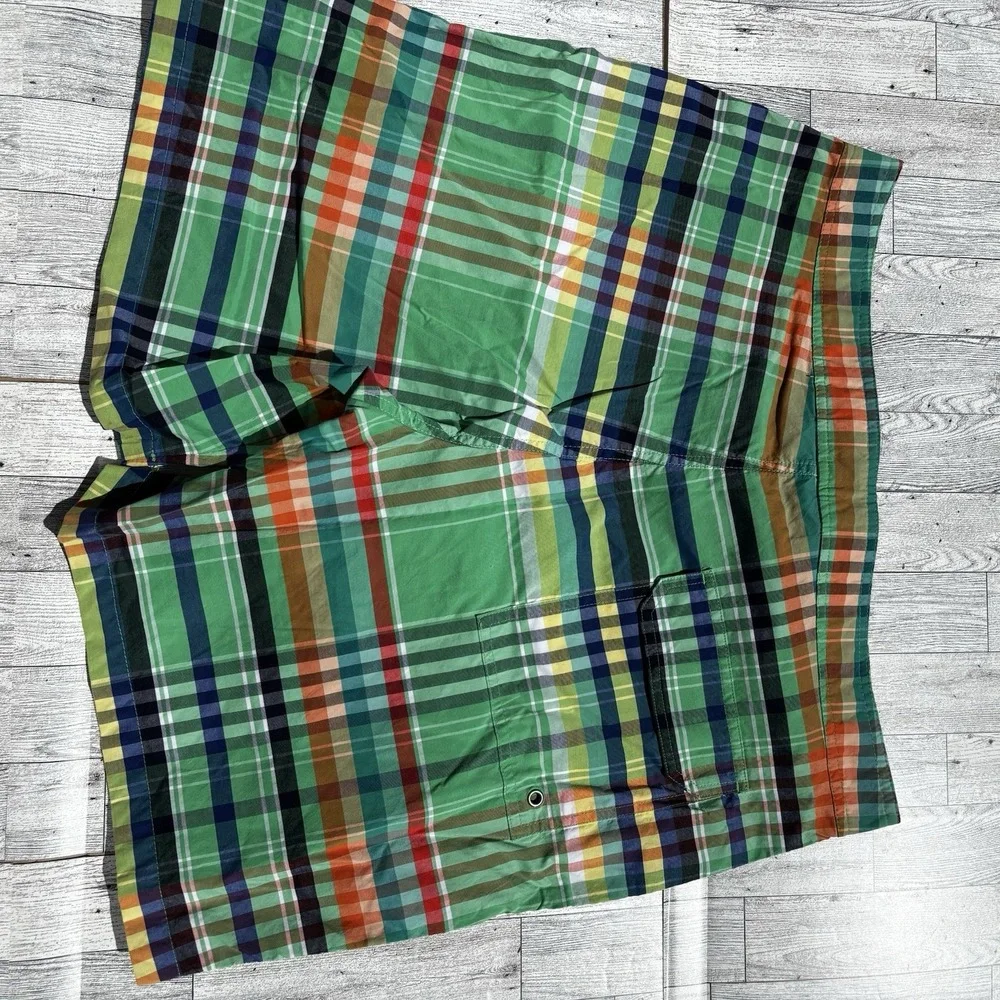 Polo‎ Ralph Lauren Plaid Swim Trunks Mens 36 Board Shorts Preppy Green Beach